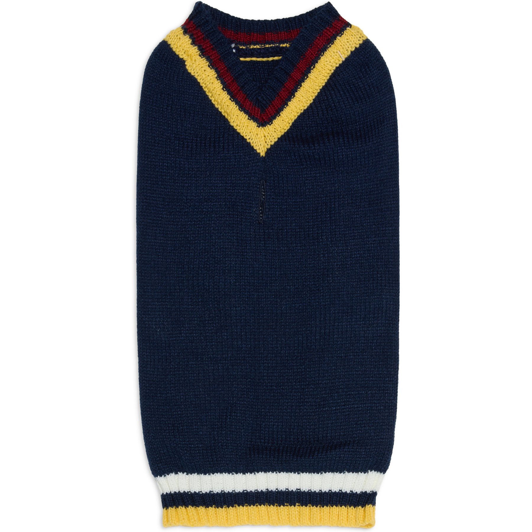 Nautica Preppy V-neck Dog Sweater, Navy, Large