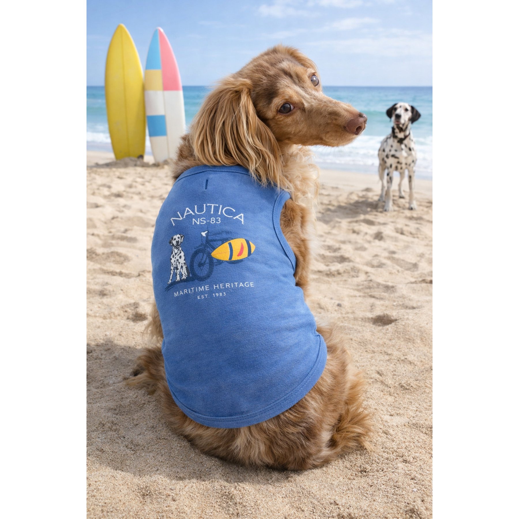 Nautica Jersey Dog Tank Top, Denim Blue, X-Small