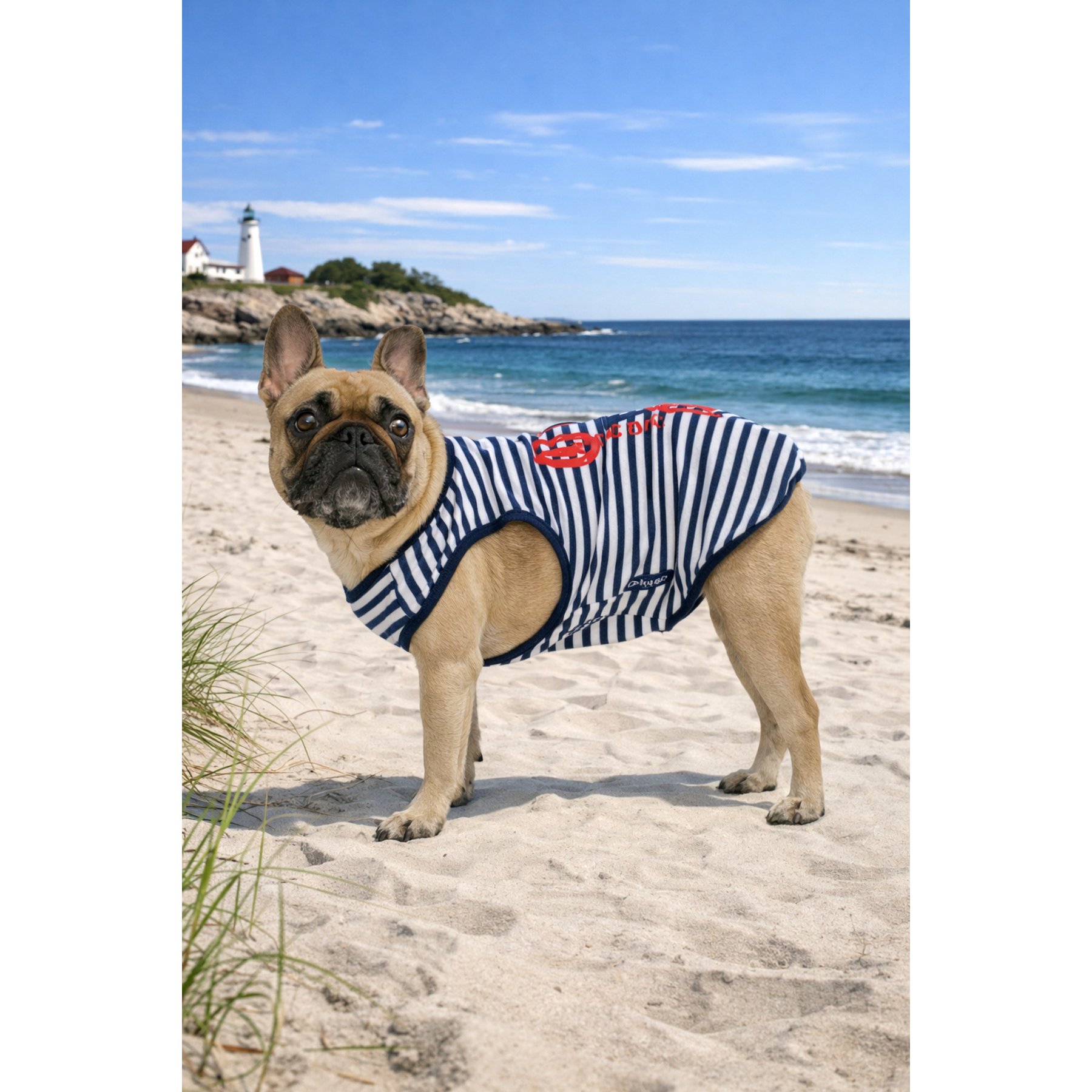 Nautica Stripes & Lobster Dog Tank Top, Navy, Medium