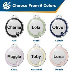 GoTags Personalized Engraved Round Shaped with Enamel Paw Dog & Cat ID Tag, Moss, Small slide 2 of 7