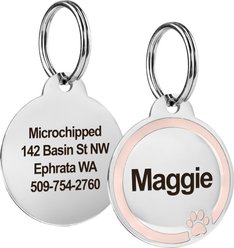 GoTags Personalized Engraved Round Shaped with Enamel Paw Dog & Cat ID Tag, Peach, Regular