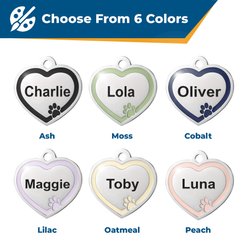 GoTags Personalized Engraved Heart Shaped with Enamel Paw Dog & Cat ID Tag, Cobalt, Small slide 2 of 7