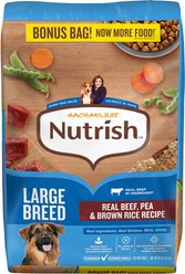 Rachael Ray Nutrish Real Beef, Pea & Brown Rice Recipe Dry Large Breed Dog Food, 30-lb bag
