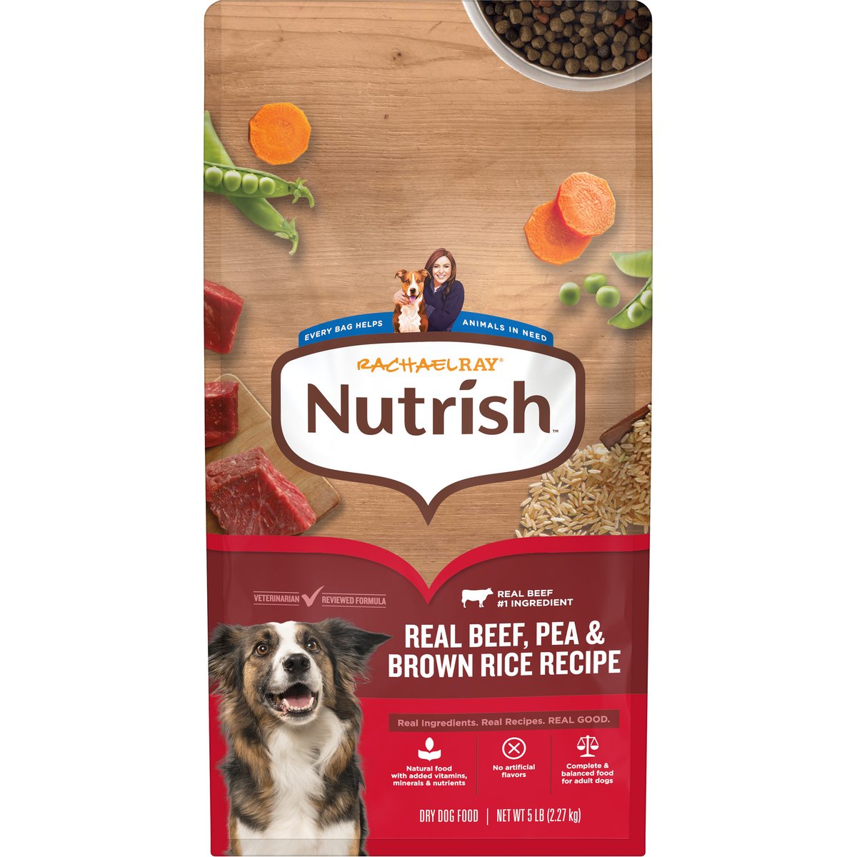 Rachael Ray Nutrish Whole Health Blend Real Beef, Pea, & Brown Rice Recipe Dry Dog Food, 5-lb bag
