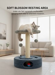 HOMAGICO 18-in Tall Sherpa Cat Scratching Post with Hanging Ball Toy & Mouse Hole, Grey slide 2 of 7
