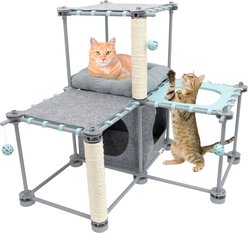 Kitty City Claw Mega Kit 2.0 Modular Cat Furniture with Scratch Post & Cozy Cove, Aqua