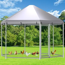 Hittite Large Metal Chicken Coop Run, 12 to 20 Chicken Capacity, 13 x 13 x 8.6-in