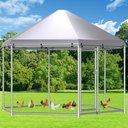 Hittite Large Metal Chicken Coop Run, 12 to 20 Chicken Capacity, 13 x 13 x 8.6-in