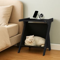 Casual Home Z-Frame Wooden Hammock Side Table with Canvas Lounge Cat House, Black