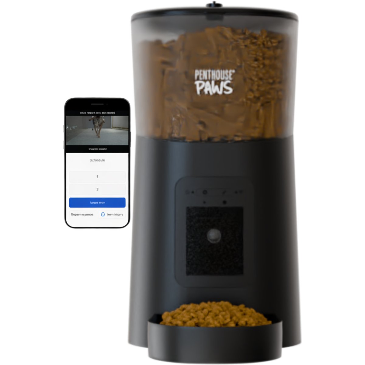 Penthouse Paws Smart HD Dog & Cat Feeder, 6-L, Black