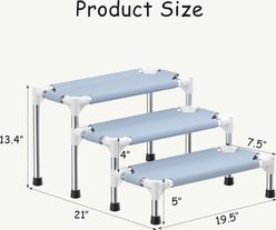 Caghash 3-Tier Stainless Steel Frame Dog Stairs for High Bed & Couch for Dogs & Cats, Blue slide 2 of 7