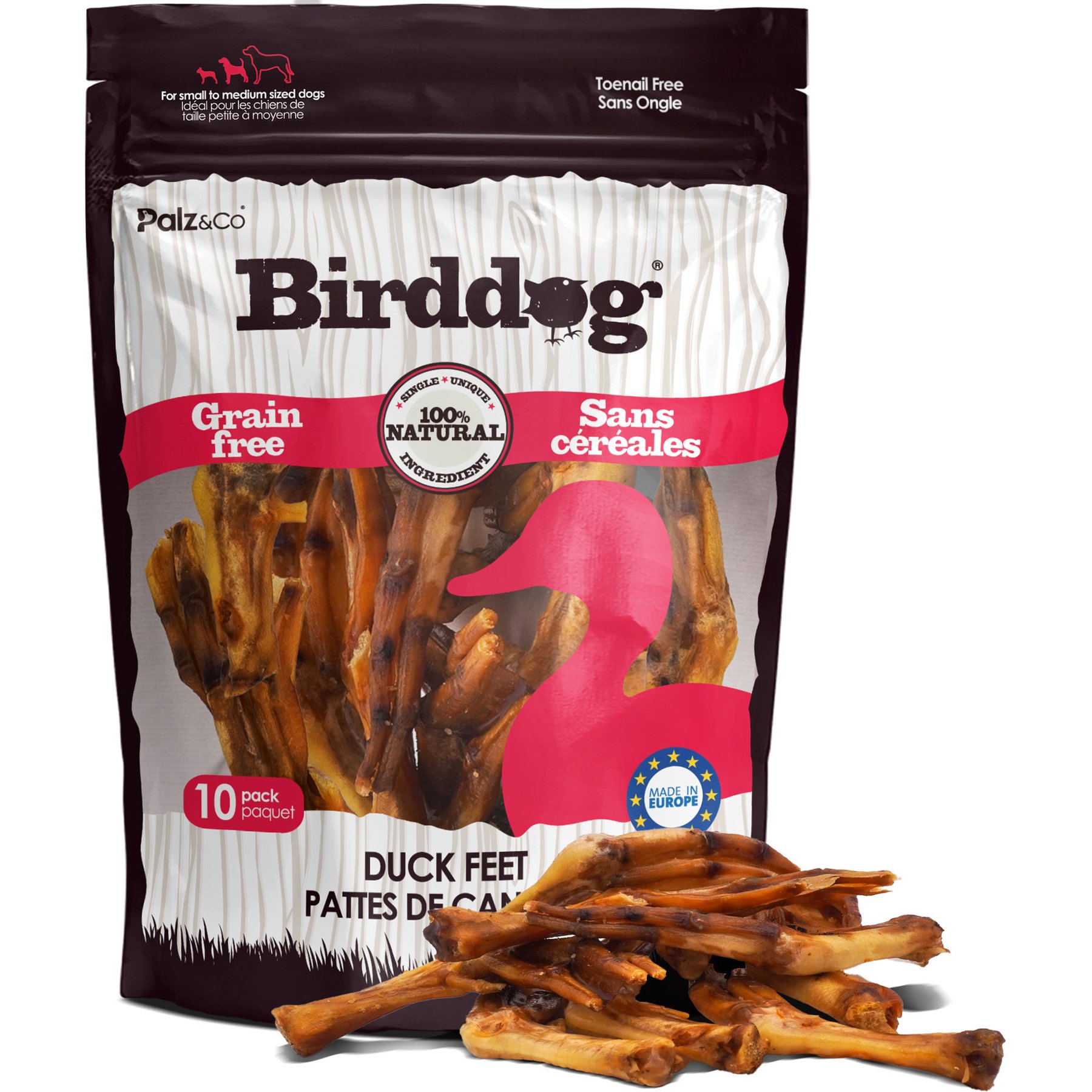 Palz&Co Birddog Duck Feet Dog Natural Chew Treats, 10 count