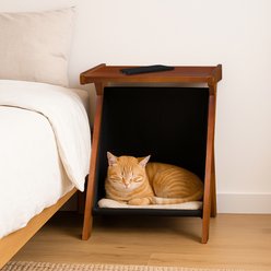 Casual Home Z-Frame Wooden Hammock Side Table with Canvas Lounge Cat House, Chestnut