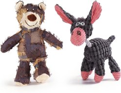 Potaroma Donkey & Scruffy Bear Plush Dog Toy, 2 count
