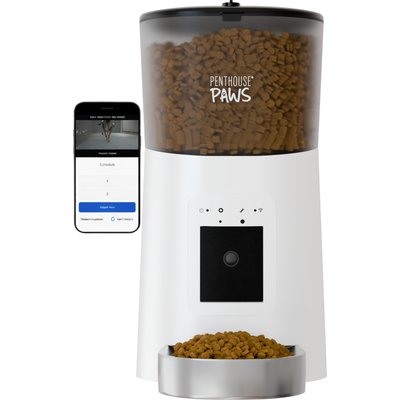 Penthouse Paws Penthouse Paws Smart HD Dog & Cat Feeder, White/Stainless Steel