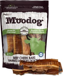 Palz&Co Moodog Beef Grain-Free Soft & Chewy Cheek Strips Bars Dog Treats, 6-oz bag, 6 count