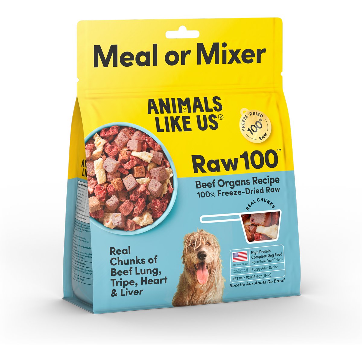 Animals Like Us Raw100 Beef Organs Recipe Freeze-Dried Dog Food Mixer, 4-oz bag