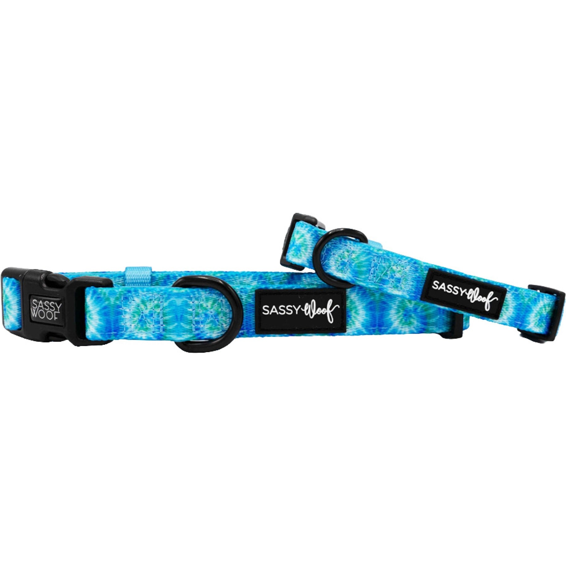 Sassy Woof Tie Dye Dog Collar, Tropical Tides, X-Small: 9.5 in neck, 1/3-in wide