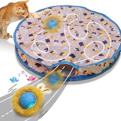 Potaroma Ball Fast Rolling in Pouch Motion Activate Chirping Cat Hide&Seek Toy, Blue