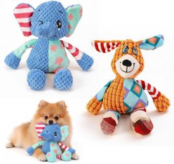 Potaroma Calming Dog&Elephant Tough Squeaky Dog Chew Toy, Multicolor, 2 count