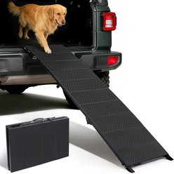 Heeyoo Folding Dog Ramp for Car with Non-Slip Rug Surface, Black, 70 x 17.7-in