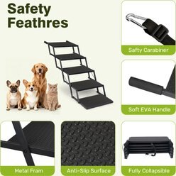 Heeyoo 5-Steps Folding Dog Ramp for Car with Non-Slip Rug Surface, Black slide 2 of 7