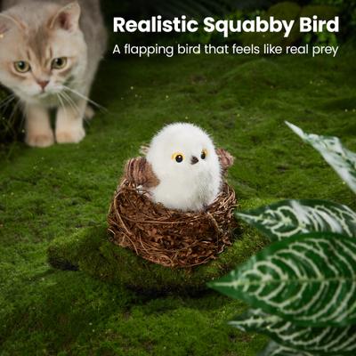 Show full view: Potaroma 5.1-in Lifelike Chirp Tweet Rechargeable Touch Activated Interactive Catnip Little Chubby Flapping Bird Plush Cat Toy, White slide 7 of 9