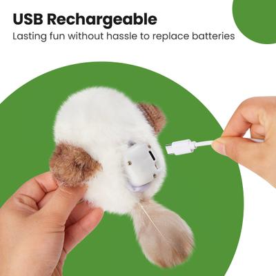 Show full view: Potaroma 5.1-in Lifelike Chirp Tweet Rechargeable Touch Activated Interactive Catnip Little Chubby Flapping Bird Plush Cat Toy, White slide 6 of 9
