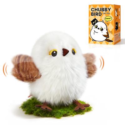 Show full view: Potaroma 5.1-in Lifelike Chirp Tweet Rechargeable Touch Activated Interactive Catnip Little Chubby Flapping Bird Plush Cat Toy, White slide 8 of 9