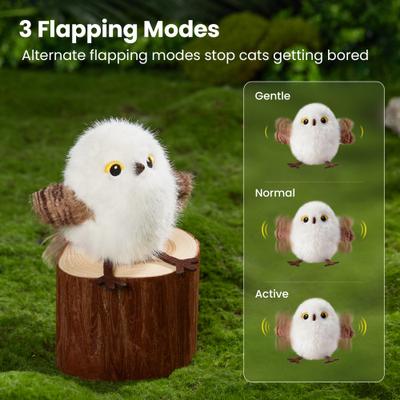 Show full view: Potaroma 5.1-in Lifelike Chirp Tweet Rechargeable Touch Activated Interactive Catnip Little Chubby Flapping Bird Plush Cat Toy, White slide 5 of 9