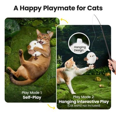 Show full view: Potaroma 5.1-in Lifelike Chirp Tweet Rechargeable Touch Activated Interactive Catnip Little Chubby Flapping Bird Plush Cat Toy, White slide 2 of 9