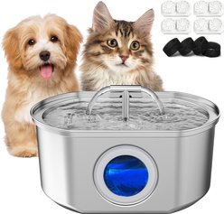 Neareal VB-01 Stainless Steel Automatic Cat Water Fountain with 4 Filters & 4 Sponge, 108-oz