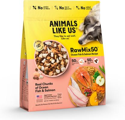 Animals Like Us RawMix50 Ocean Fish & Salmon Recipe Grain-Free Freeze-Dried Dog Food, 2-lb bag
