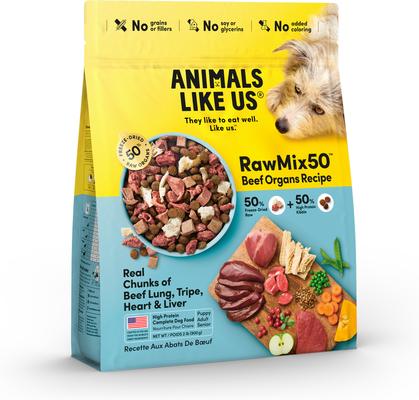 Animals Like Us RawMix50 Beef Organs Recipe Grain-Free Freeze-Dried Dog Food, 2-lb bag