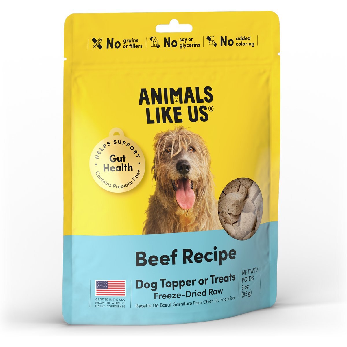 Animals Like Us Beef Recipe Freeze-Dried Raw Dog Food Topper, 3-oz bag