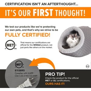 K&H Pet Products Thermo-Pet Cave Covered Indoor Heated Cat Bed & Tunnel, Gray