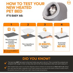 K&H Pet Products Thermo-Pet Cave Covered Indoor Heated Cat Bed & Tunnel, Gray