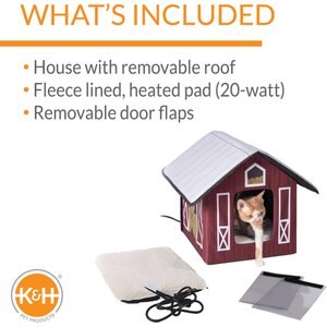 K&H Pet Products Outdoor Heated Kitty House Cat Shelter, Barn