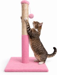 ASPCA Indoor Natural Sisal Rope Durable Climbing Tower 4.5-in Cat Scratching Post with Hanging Teaser, Pink