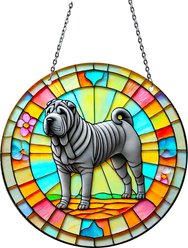 d'ears Grey Shar Pei Suncatcher