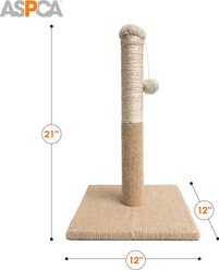 ASPCA Indoor Natural Sisal Rope Durable Climbing Tower 4.5-in Cat Scratching Post with Hanging Teaser, Tan slide 2 of 5