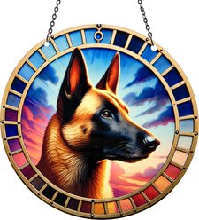 d'ears Belgian Malinois Colorful Sky Suncatcher