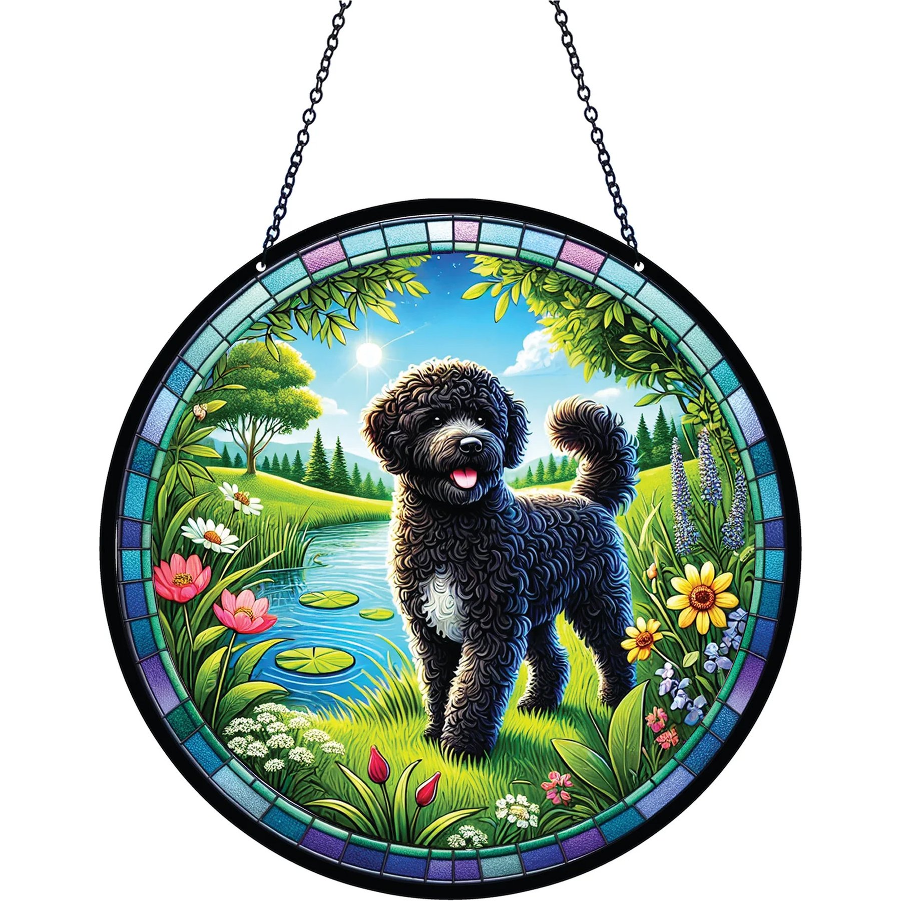 d'ears Portugese Water Dog Suncatcher