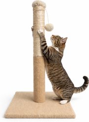 ASPCA Indoor Natural Sisal Rope Durable Climbing Tower 4.5-in Cat Scratching Post with Hanging Teaser, Tan