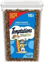 Temptations MixUps Surfers' Delight Flavor Soft & Crunchy Cat Treats, 16-oz tub
