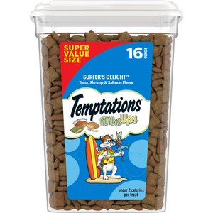 Temptations MixUps Surfers' Delight Flavor Soft & Crunchy Cat Treats, 16-oz tub