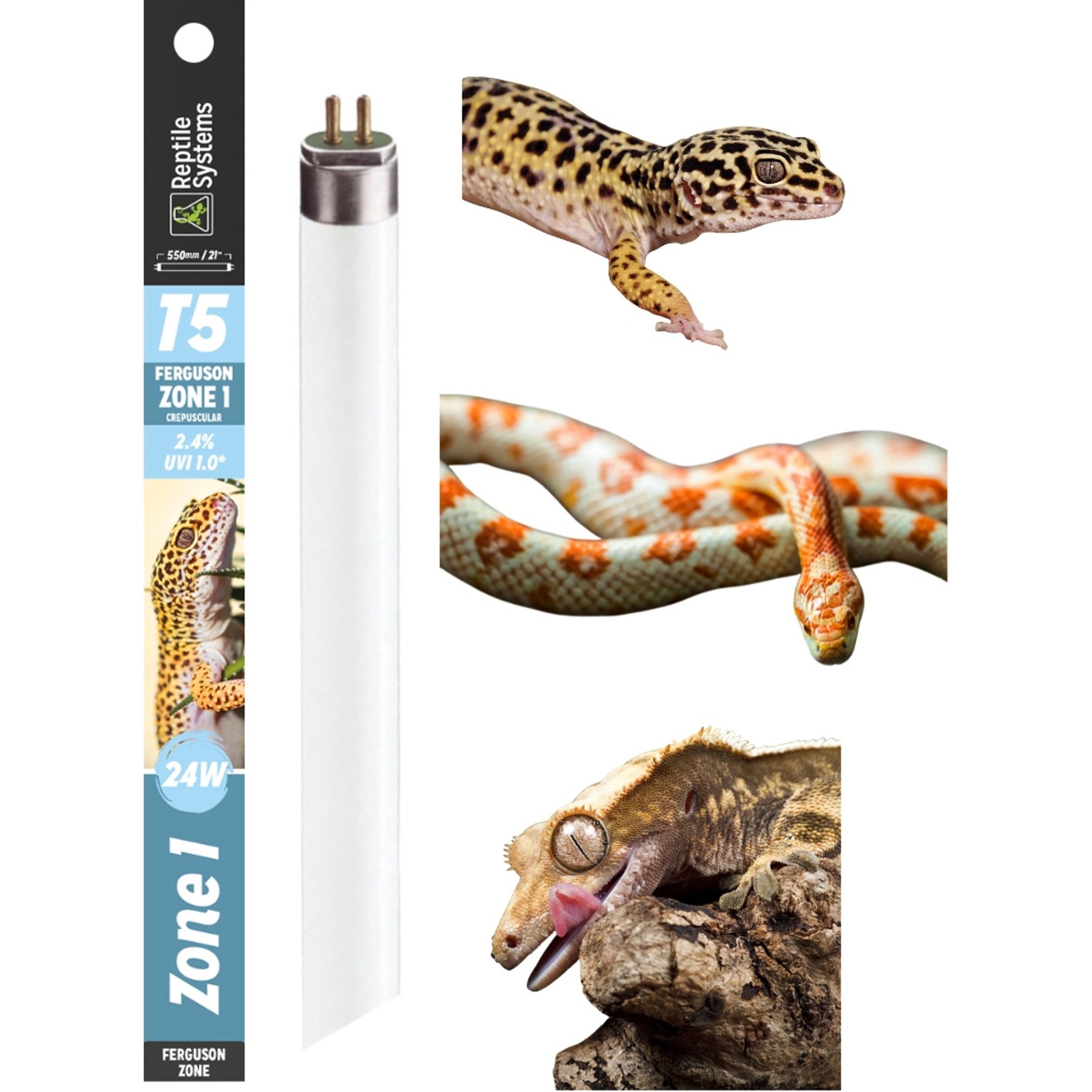 Reptile Systems T5 Ferguson Zone 1 2.4% HO UVB Daylight Reptile Lamp, 22-in, 24-watt