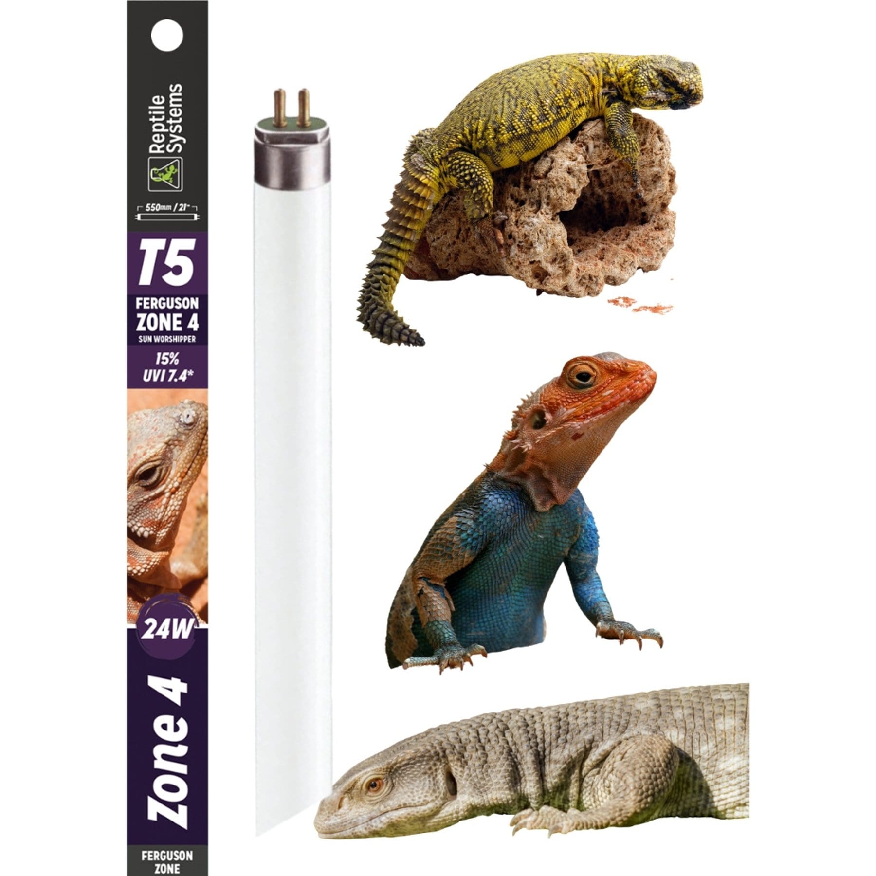 Reptile Systems T5 Ferguson Zone 4 15% HO UVB Desert Plus Reptile Lamp, 22-in, 24-watt