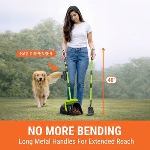 Pupzle Dog Pooper Scooper with Bag Attachment, Lavender Scented, Green, 25 Refill bags