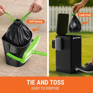 Pupzle Dog Pooper Scooper with Bag Attachment, Lavender Scented, Green, 25 Refill bags